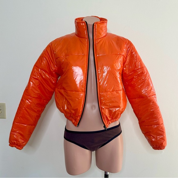 Comfy And Ready Orange Cropped Puffer Jacket - Picture 6 of 12